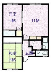 コーポささき(2LDK/1階)の間取り写真