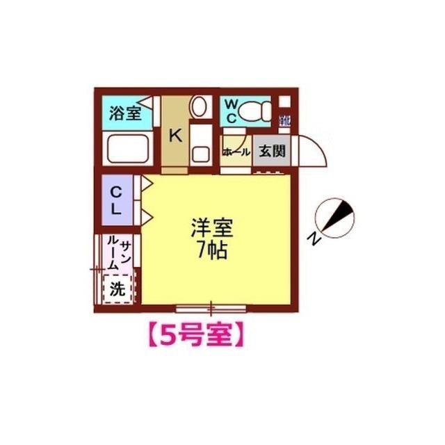 アトラクティブI(1K/1階)の間取り写真