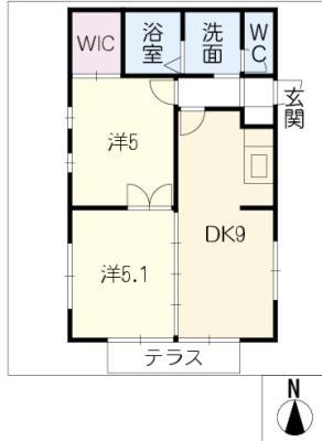 AXIS II(2DK/1階)の間取り写真