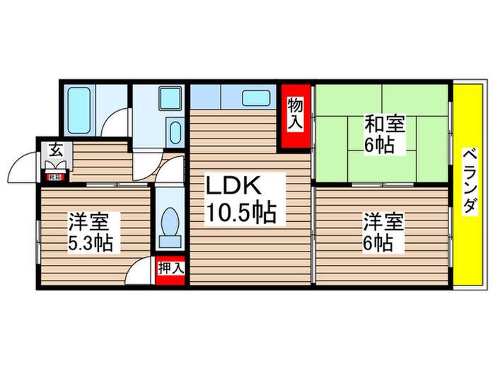 シャンボール近藤(3LDK/2階)の間取り写真