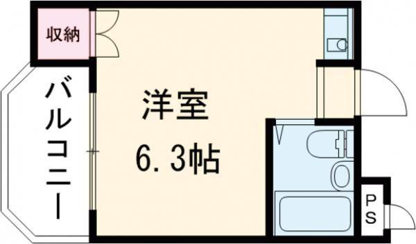 ハイツ日岡(ワンルーム/4階)の間取り写真