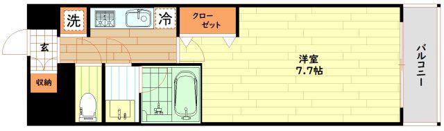 ミッドコートウメキタ(1K/6階)の間取り写真