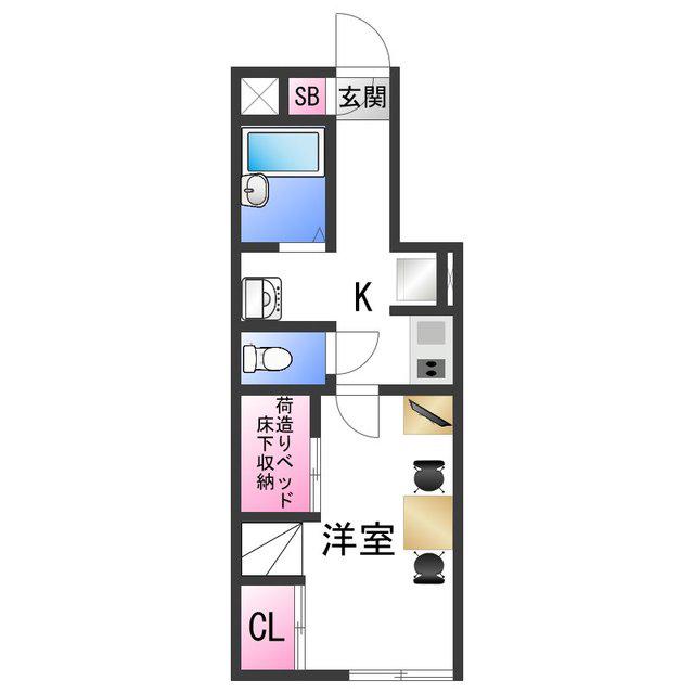 レオパレス仲(1K/1階)の間取り写真