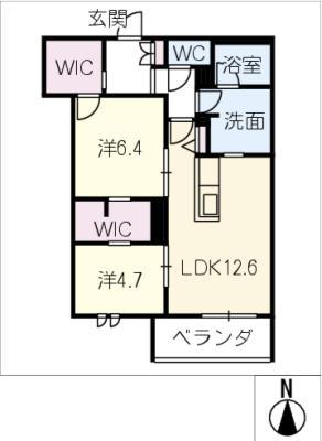 シャーメゾンステージリプルス(2LDK/4階)の間取り写真
