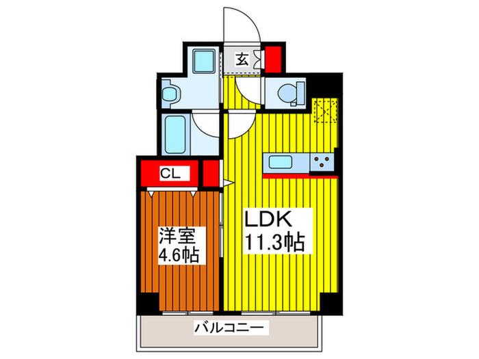 EMALIA新都心(1LDK/6階)の間取り写真