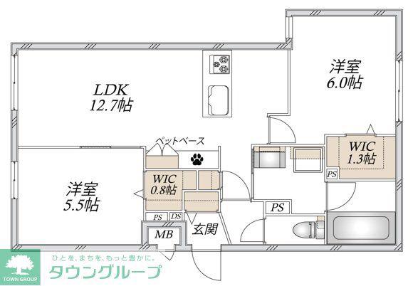 BELLA CASA(2LDK/1階)の間取り写真