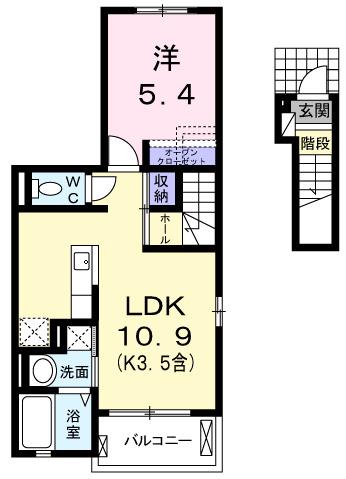 ヴィオレッタ(1LDK/2階)の間取り写真