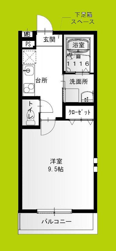 フジパレス忍ケ丘I番館(1K/1階)の間取り写真