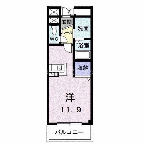 ドミール・ラフィネ(ワンルーム/2階)の間取り写真