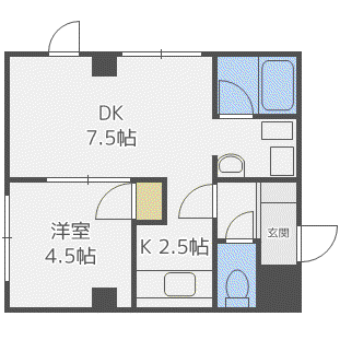 ビュークレスト山の手(1LDK/3階)の間取り写真