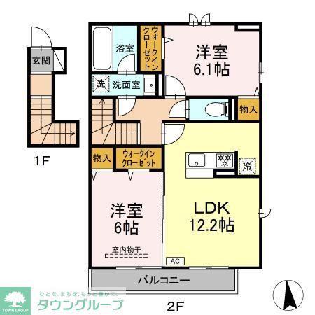 泉区上飯田町AK計画(2LDK/2階)の間取り写真