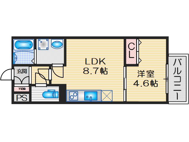 フォレ下穂積(1LDK/1階)の間取り写真