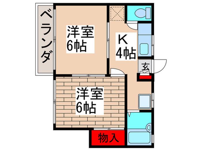 ウィングヒルA(2K/2階)の間取り写真
