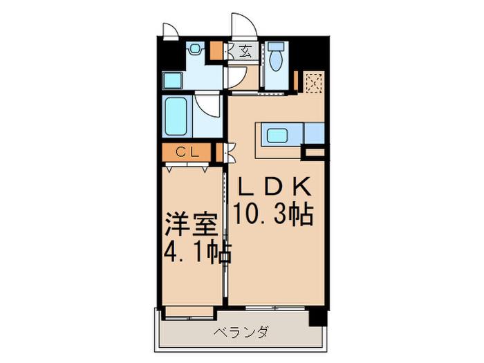 クリムゾン博多II(1LDK/3階)の間取り写真