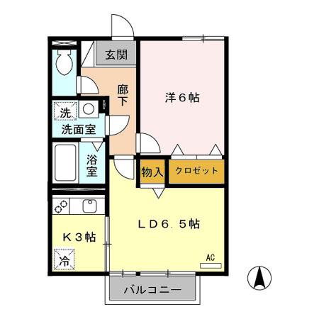 モナリエ那加A・B(1LDK/2階)の間取り写真