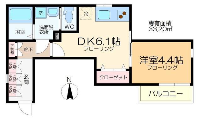 ゴールドパレス綾瀬(1DK/2階)の間取り写真