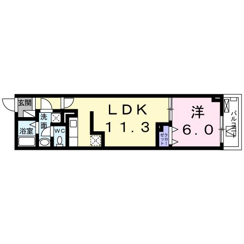 フェリーチェ・ヴィータ(1LDK/2階)の間取り写真