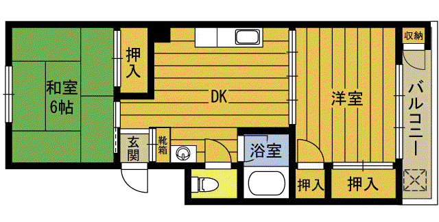 吉田屋ビル(2DK/4階)の間取り写真