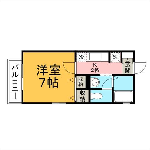 ヒルズ・アイ(1K/2階)の間取り写真