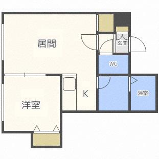 ピースハーモニー月寒中央(1LDK/3階)の間取り写真