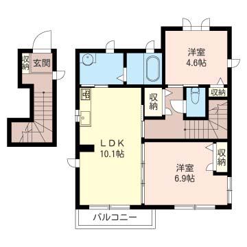 SHM ダイヤビレッジ B(2LDK/2階)の間取り写真