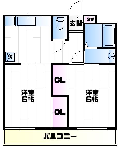 シティリベラル(2DK/3階)の間取り写真