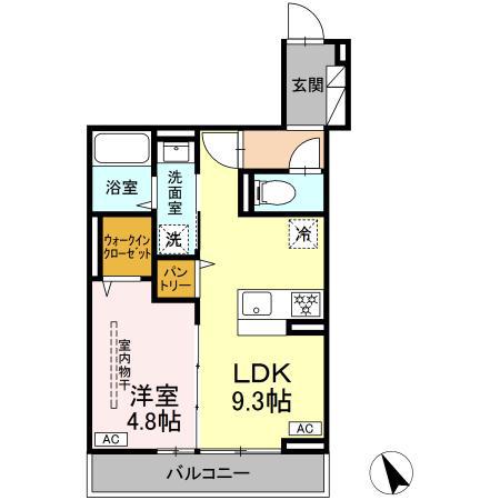 ディー パイナ 鷺沼(1LDK/3階)の間取り写真