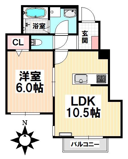 RILASSARE(1LDK/1階)の間取り写真