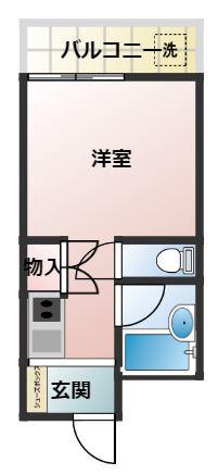 ノーブル中原(ワンルーム/1階)の間取り写真