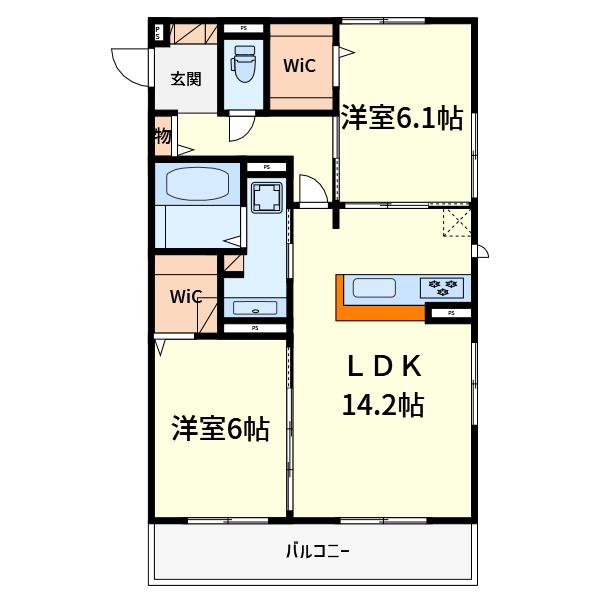 D-ROOM AMA(2LDK/1階)の間取り写真