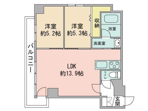 アルファスクエア南4条東(2LDK/6階)の間取り写真
