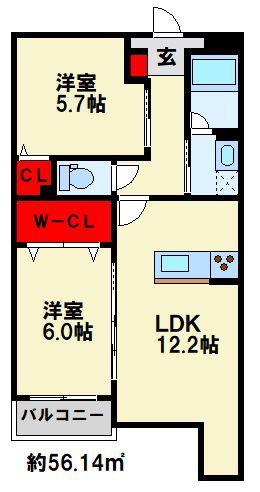 プレステージ行橋泉中央(2LDK/1階)の間取り写真