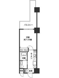 CASSIA豊中三国(1K/3階)の間取り写真