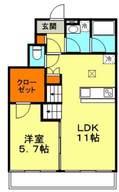 SUN BRICKS サン ブリックス(1LDK/1階)の間取り写真