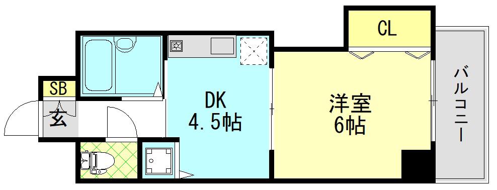 ノルデンハイムリバーサイド十三(1DK/1階)の間取り写真