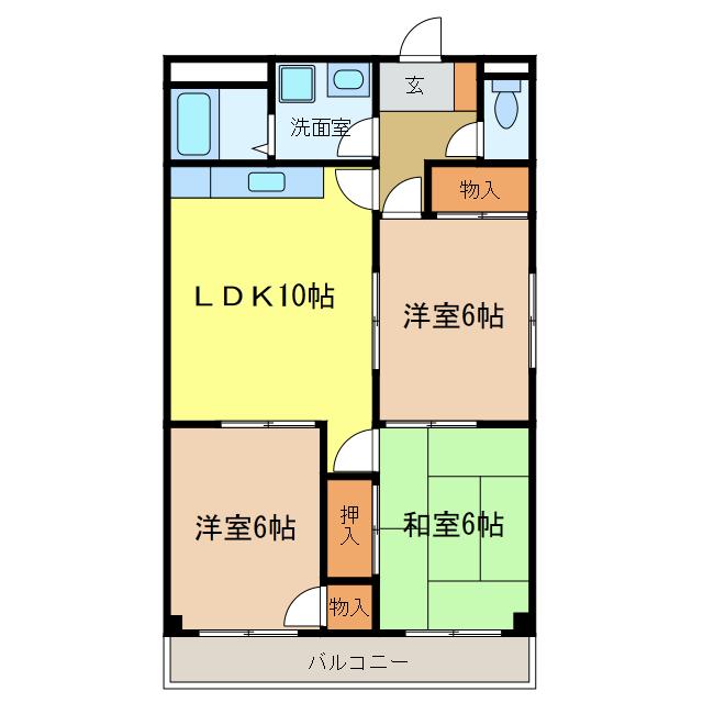 メゾン宮阪(3LDK/1階)の間取り写真