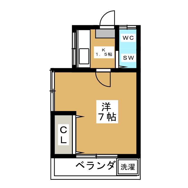 ハウス篠置(1K/3階)の間取り写真