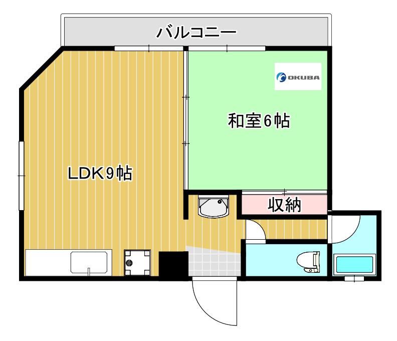 福田コーポ(1LDK/3階)の間取り写真