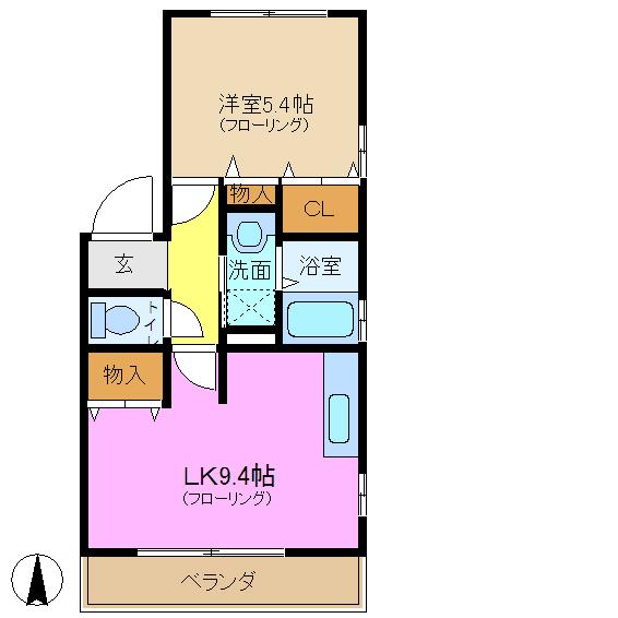 マルトクジュネス A棟(1LDK/2階)の間取り写真