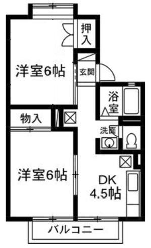 ハイネス林(2DK/1階)の間取り写真