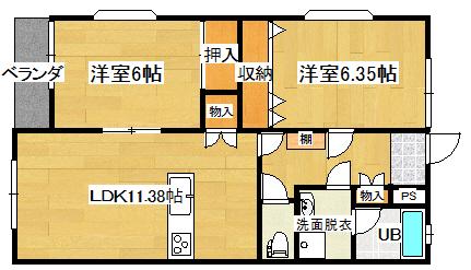 諏訪壱番館(2LDK/2階)の間取り写真