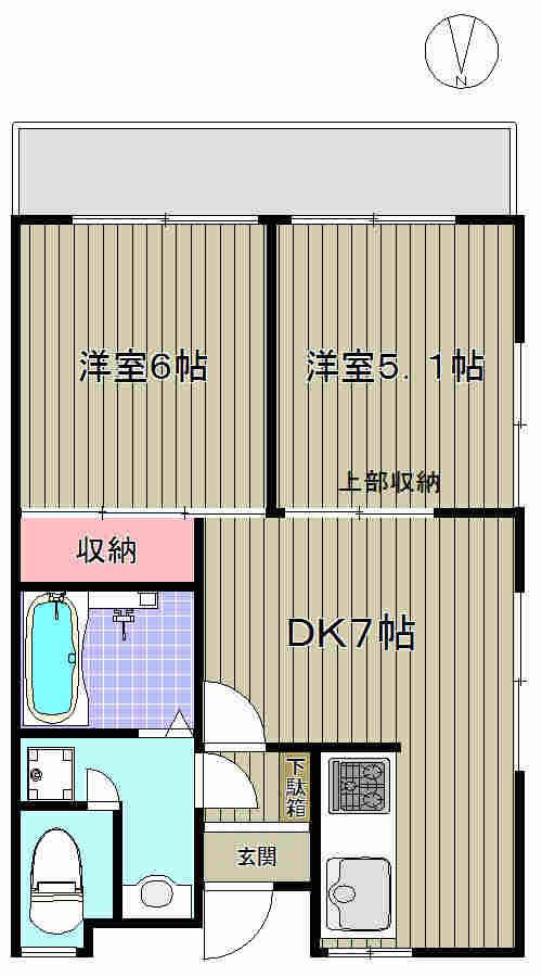 パールハイムセンカワ(2DK/3階)の間取り写真