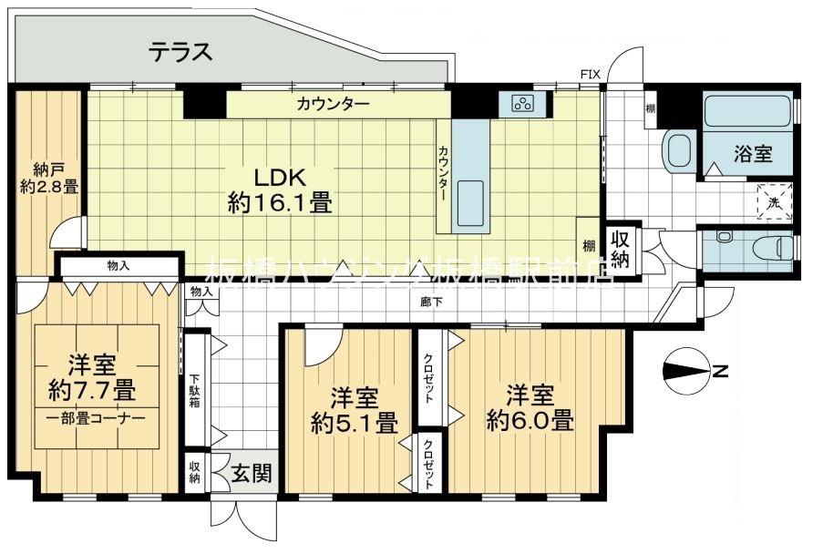 板橋区前野町5丁目佐藤ビル(3SLDK/1階)の間取り写真