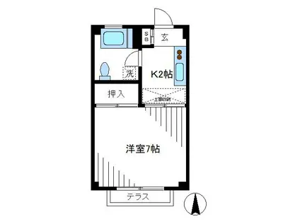 ロジュモン富貴(1K/1階)の間取り写真