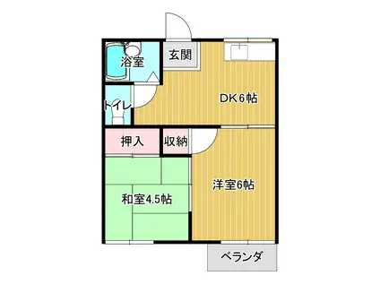 コーポドミール(2DK/2階)の間取り写真