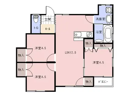 福原アパート(3DK/2階)の間取り写真