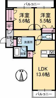 BEREO蔵本元町(2LDK/3階)の間取り写真