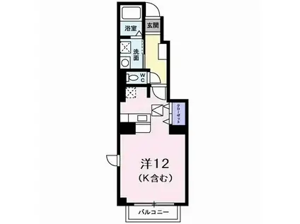 キャプリコートC(ワンルーム/1階)の間取り写真