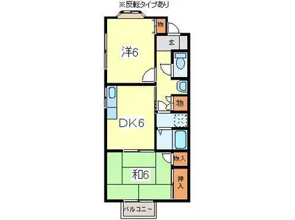 サニープレイス(2DK/2階)の間取り写真