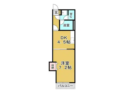 カヤバプラザE館(1DK/4階)の間取り写真